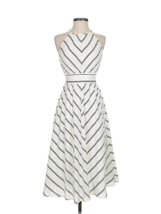 Club Monaco Dresses & Skirts - Club Monaco White and Navy Striped Halter Midi Dress